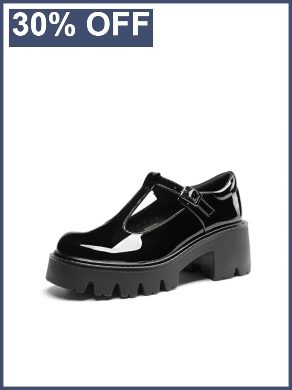 T-Strap Mary Jane Platform Pumps Chunky Heels 2.56